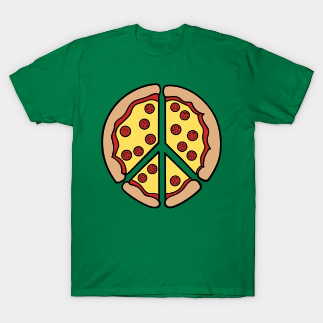 Peace Sign Made out of Pizza - Cheesy Pepperoni Love T-Shirt by TwistedCharm